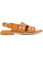 Camper Flat Strappy Sandals - Brown