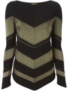 Roberto Cavalli Chevron Sweater, Women's, Size: 42, Black, Viscose/polyester