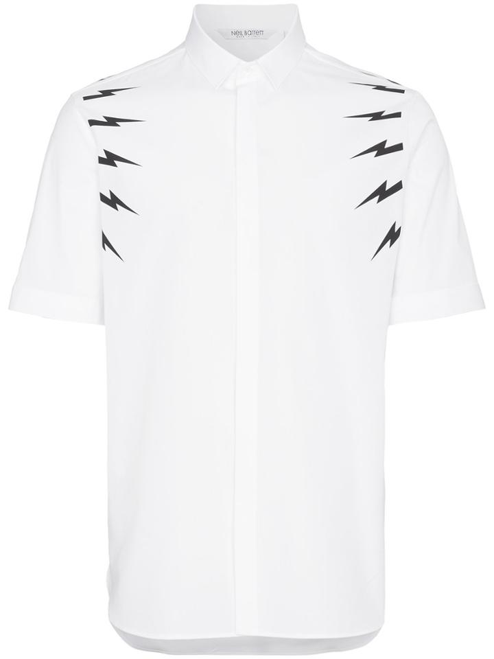 Neil Barrett Lightning Bolt Short Sleeve Shirt - White