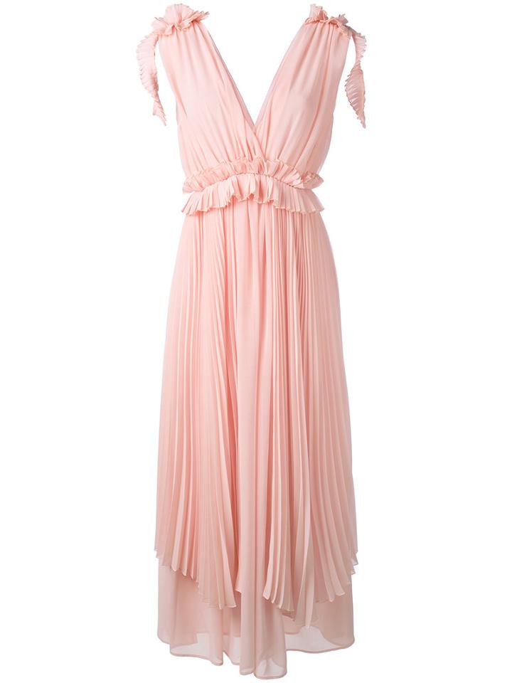 Msgm - Pleated Dress - Women - Polyester - 42, Nude/neutrals, Polyester