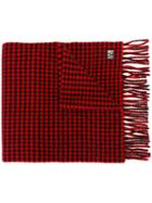 Ami Alexandre Mattiussi - Houndstooth Scarf - Men - Virgin Wool - One Size, Red, Virgin Wool