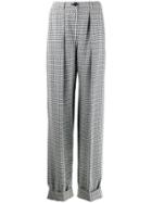Emporio Armani Micro-check Loose-fit Trousers - Black