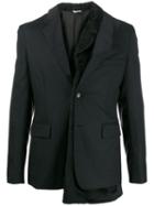 Comme Des Garçons Homme Plus Faux Fur-panelled Blazer - Black