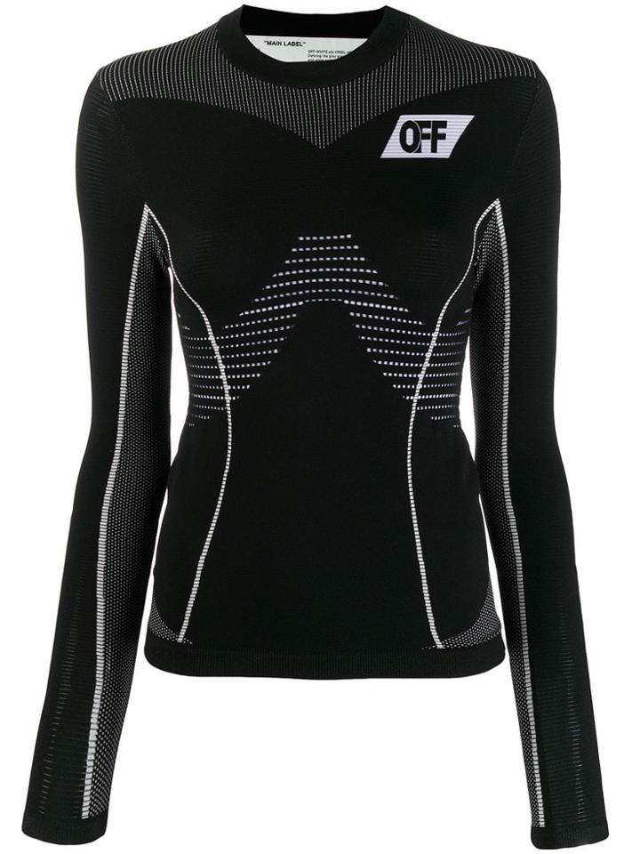 Off-white Contrast Detail Long-sleeve Performance Top - Black