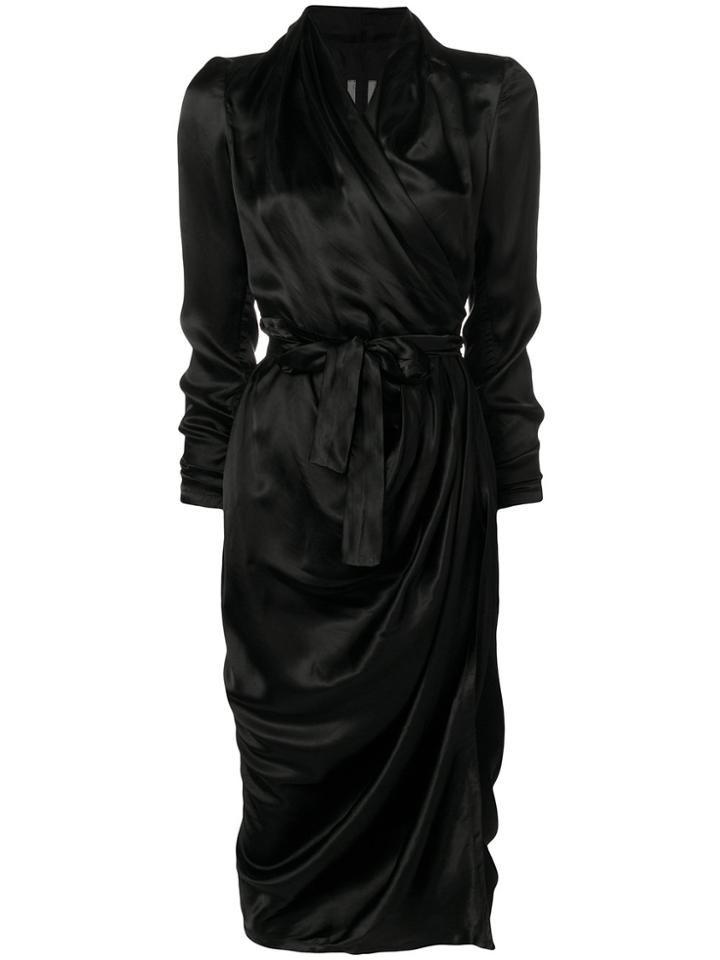Rick Owens Ruched Wrap Dress - Black