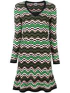 M Missoni Knitted V-neck Dress, Women's, Size: 42, Green, Cotton/polyamide/polyester/metallic Fibre