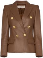 Alexandre Vauthier Double-breasted Leather Blazer - Brown