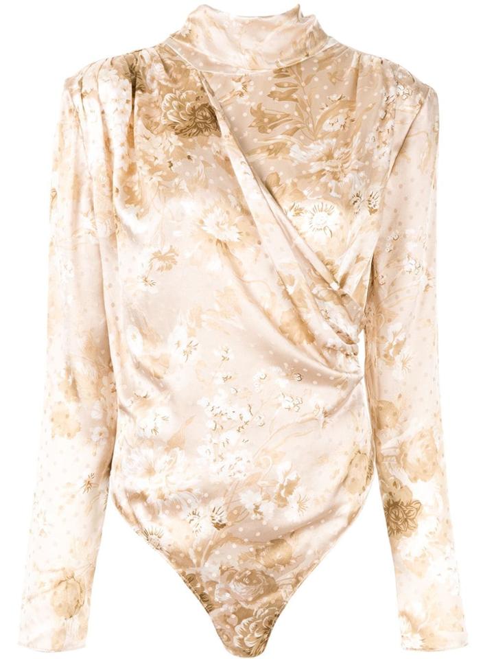 Magda Butrym Favara Floral Twist Neck Bodysuit - Brown
