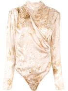 Magda Butrym Favara Floral Twist Neck Bodysuit - Brown