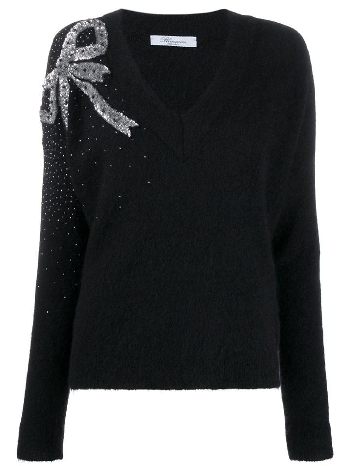 Blumarine Bow Embellished Jumper - Black