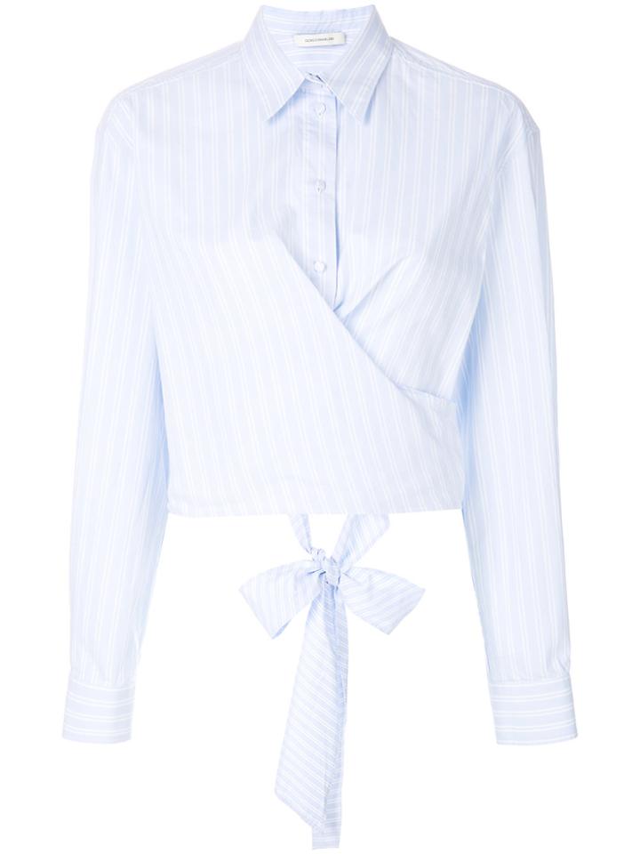 Cédric Charlier Knotted Hem Striped Shirt - Blue