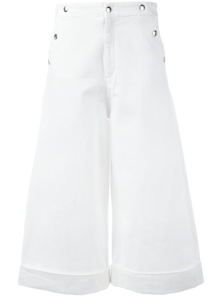 The Seafarer Wide Leg Culottes, Women's, Size: 25, White, Cotton/spandex/elastane