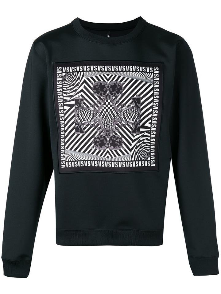 Versus Printed Patch Sweatshirt, Men's, Size: Large, Black, Polyester/spandex/elastane/viscose