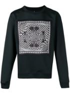 Versus Printed Patch Sweatshirt, Men's, Size: Large, Black, Polyester/spandex/elastane/viscose