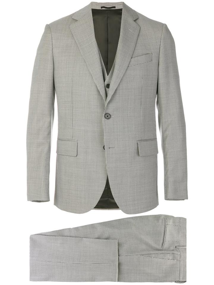 Versace Houndstooth Pattern Suit - Black