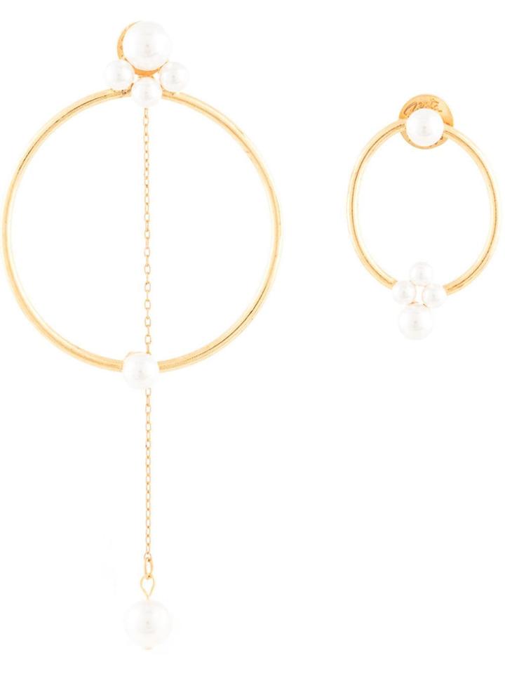 Oscar De La Renta Gold And Pearl Earrings