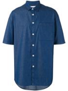 Sunnei Oversized Chambray Short Sleeve Shirt, Men's, Size: Large, Blue, Cotton