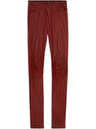 Gucci Super Skinny Denim Pant With Stripes - Red
