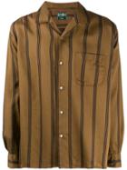 Gitman Vintage Satin Regimental Stripe Camp Shirt - Brown