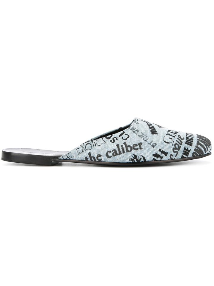 Diego Vanassibara Printed Denim Mules - Blue