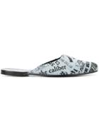 Diego Vanassibara Printed Denim Mules - Blue