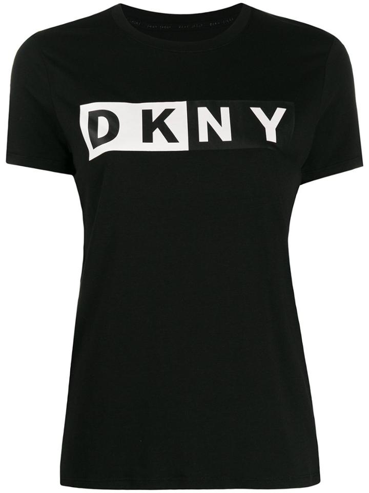Dkny Printed Two-tone Logo T-shirt - Black