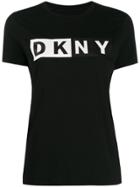 Dkny Printed Two-tone Logo T-shirt - Black