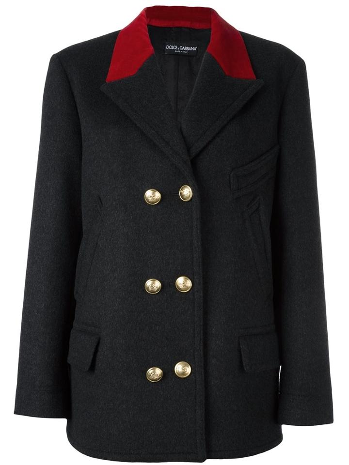 Dolce & Gabbana Military Jacket, Women's, Size: 44, Grey, Virgin Wool/cotton/viscose/cupro