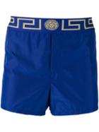 Versace - Greca Key Medusa Swim Shorts - Men - Polyester - 6, Blue, Polyester