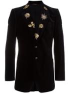 Roberto Cavalli Embroidered Lapels Blazer, Men's, Size: 48, Blue, Cotton/cupro/viscose
