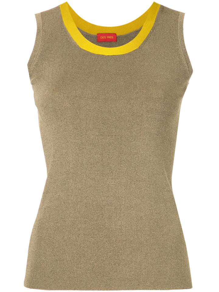 Des Prés Contrast Neckline Knit Vest - Brown
