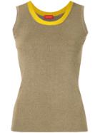 Des Prés Contrast Neckline Knit Vest - Brown