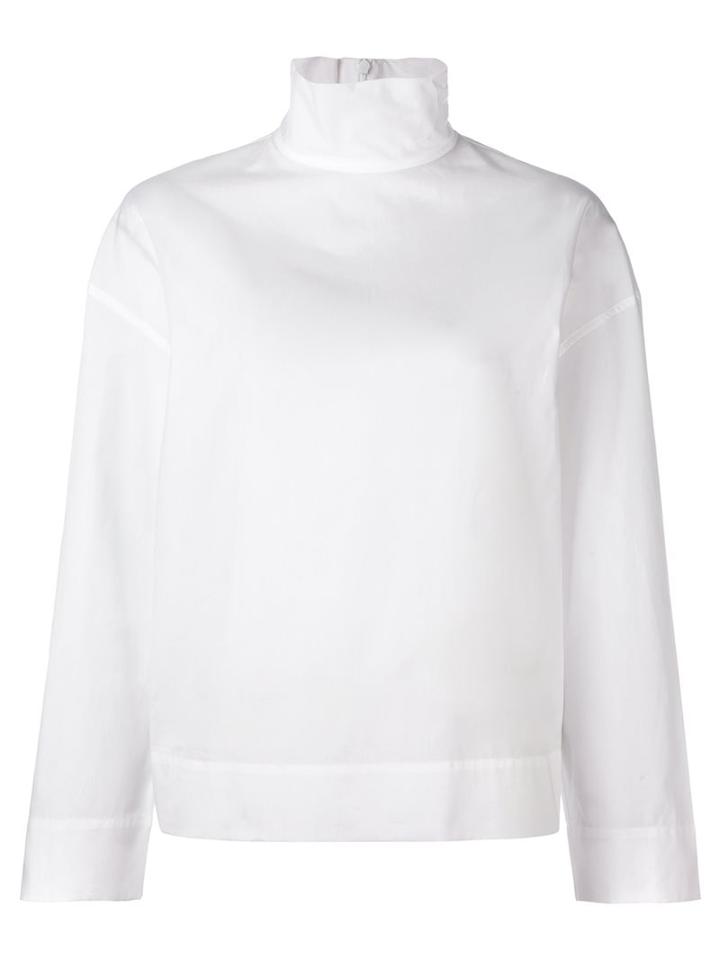 Cédric Charlier Turtle Neck Top, Women's, Size: 44, White, Cotton
