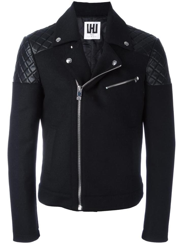 Les Hommes 'perfecto' Biker Jacket, Men's, Size: 46, Black, Wool/polyester/polyamide/viscose