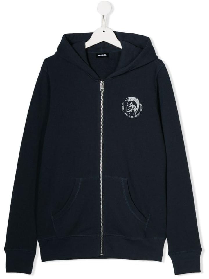 Diesel Kids Teen Only The Brave Logo Hoodie - Blue