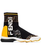 Fendi Fila Rocko Leather Sock Boots - Black