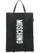 Moschino Glitter Logo Clutch - Black