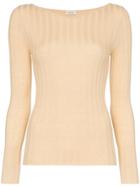 Toteme Toury Ribbed Wool And Cashmere Top - Neutrals