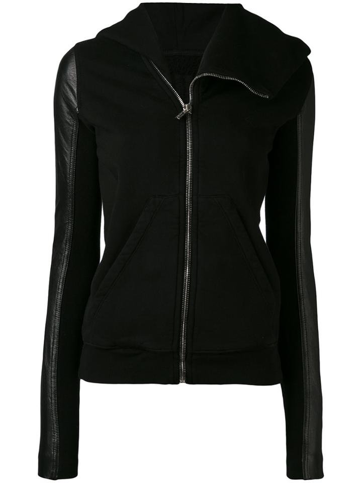 Rick Owens Drkshdw Contrast Sleeve Zipped Hoodie - Black