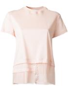 Carven Pleated Layered Blouse, Women's, Size: Medium, Pink/purple, Cotton