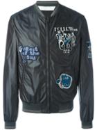 Dolce & Gabbana Musical Patch Bomber Jacket, Men's, Size: 50, Grey, Polyamide/polyester