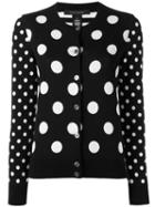 Marc Jacobs Polka Dot Cardigan, Women's, Size: Large, Black, Cotton/polyamide/spandex/elastane