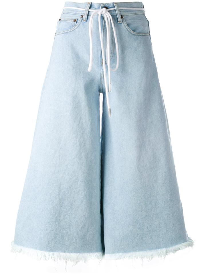 Off-white - Cropped Wide-leg Jeans - Women - Cotton - 25, Blue, Cotton