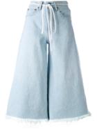 Off-white - Cropped Wide-leg Jeans - Women - Cotton - 25, Blue, Cotton