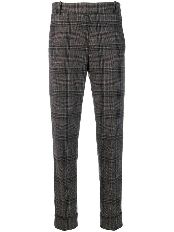 Kiltie Check Print Trousers - Brown