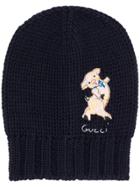 Gucci Pig Patch Beanie - Blue