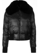 Alice+olivia Collar Detail Jacket, Women's, Size: Large, Black, Fox Fur/acrylic/nylon/wool