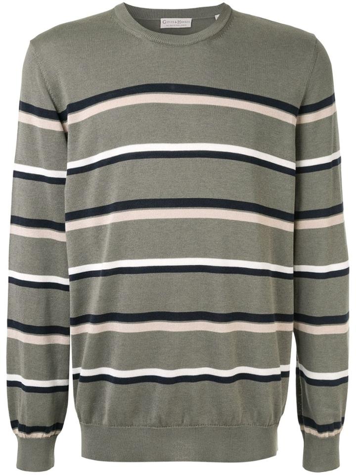 Gieves & Hawkes Horizontal Stripes Jumper - Green