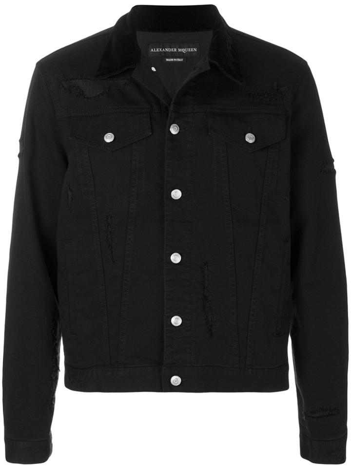 Alexander Mcqueen Distressed Denim Jacket - Black