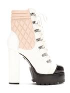 Andrea Bogosian Leather Platform Boots - White